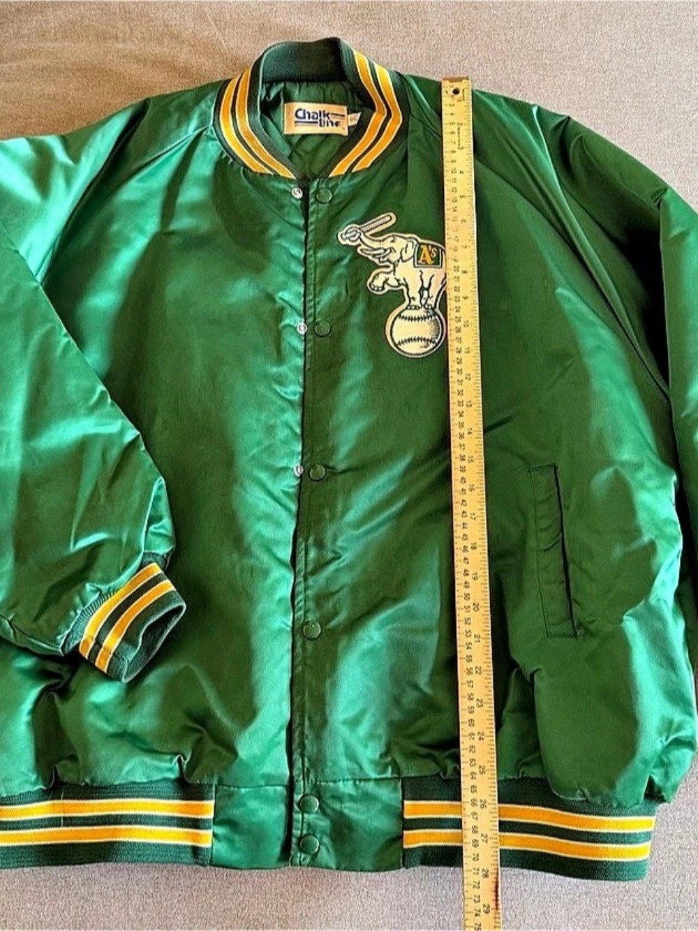 Chalk Line Vintage Oakland Athletics MLB Satin Bomber Jacket Men's Varsity